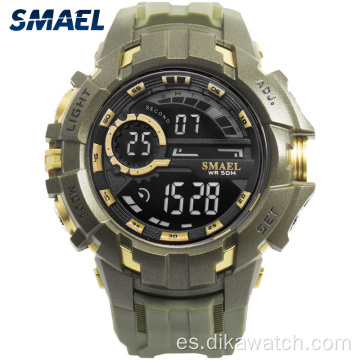 smael hombres LED reloj digital relojes de pulsera dorado electrónico